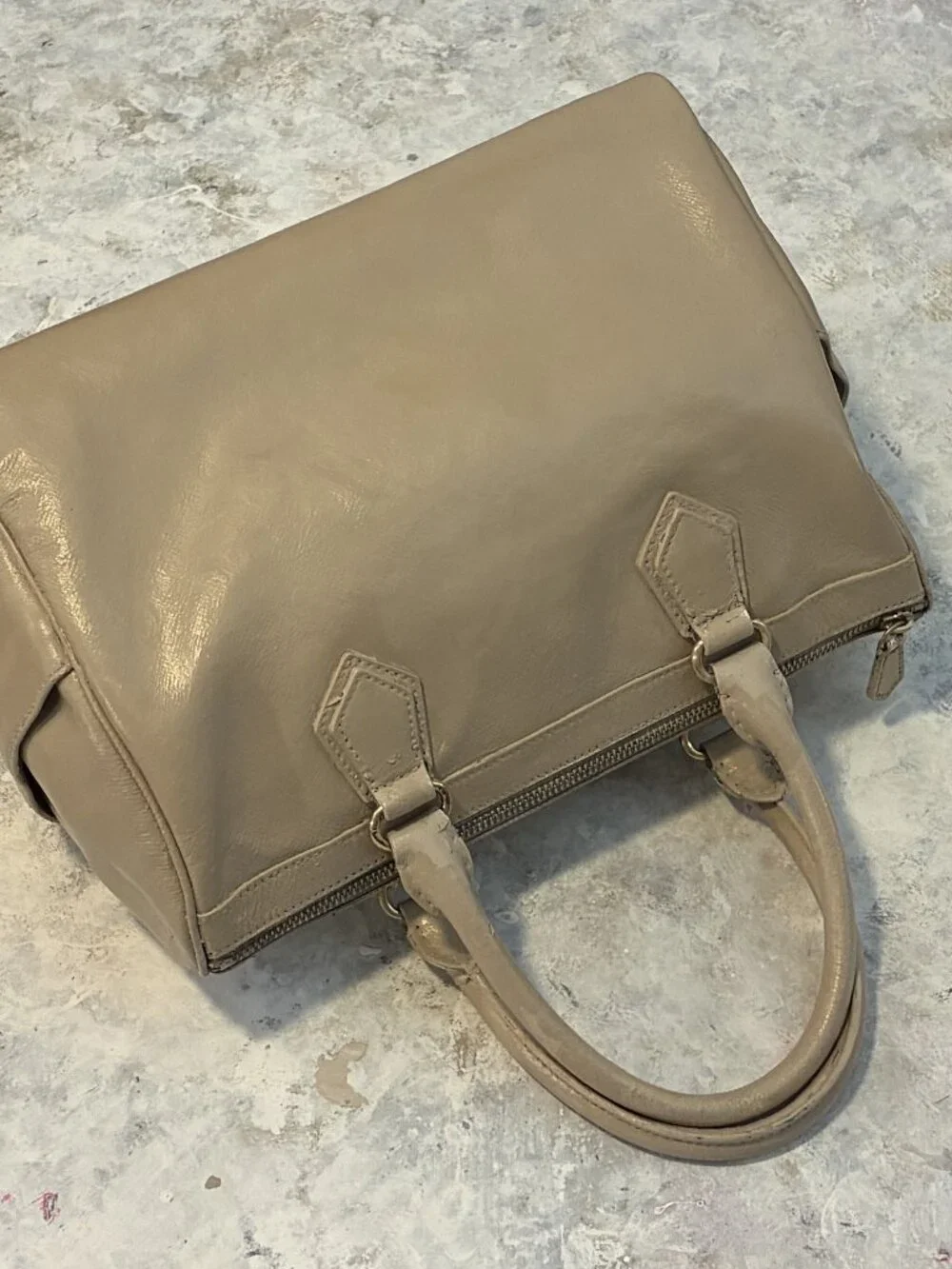 Mark & Graham Taupe Leather Satchel / Doctor Bag